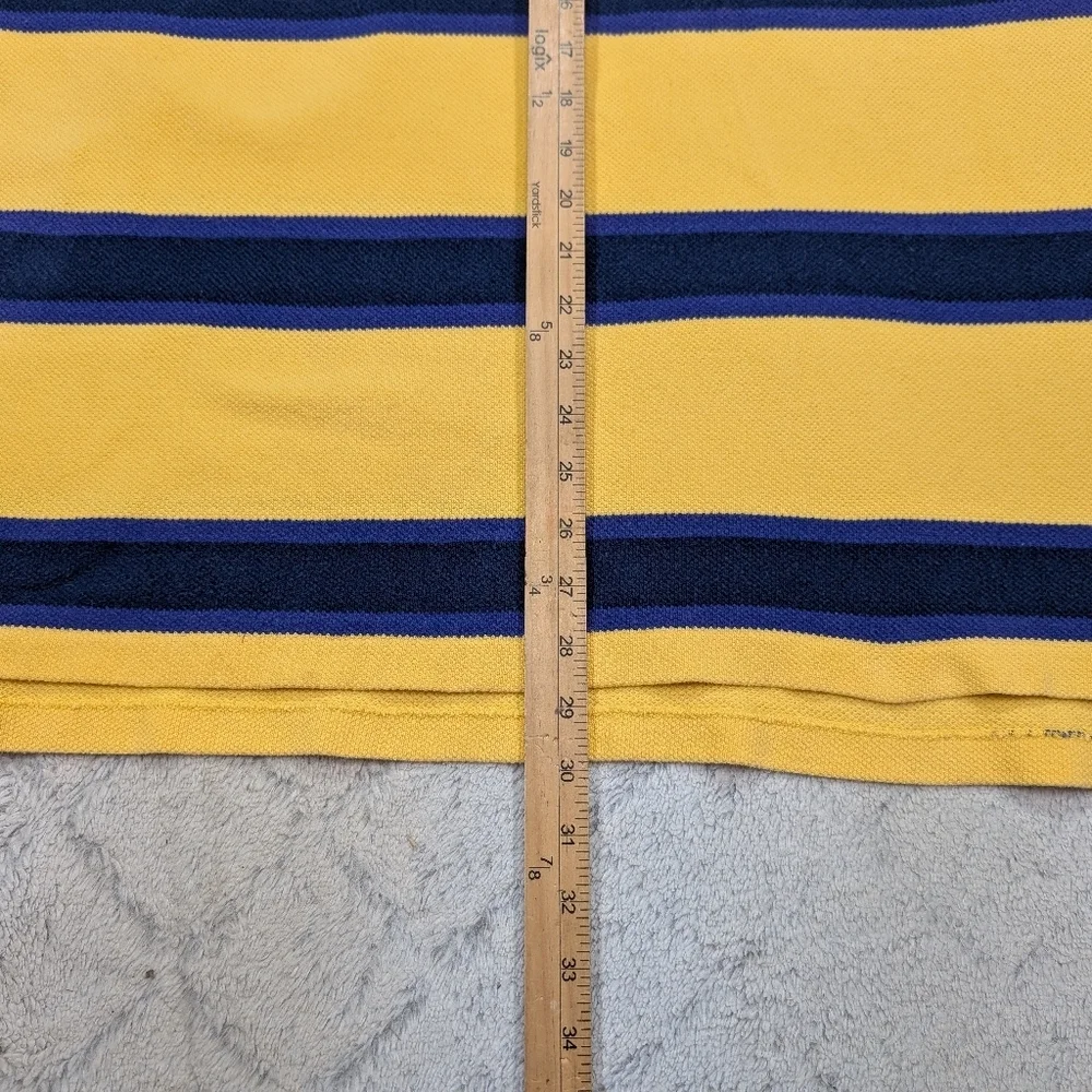 VTG Polo Ralph Lauren Shirt Mens XXL Yellow Stripe Polo Textured Pique Preppy